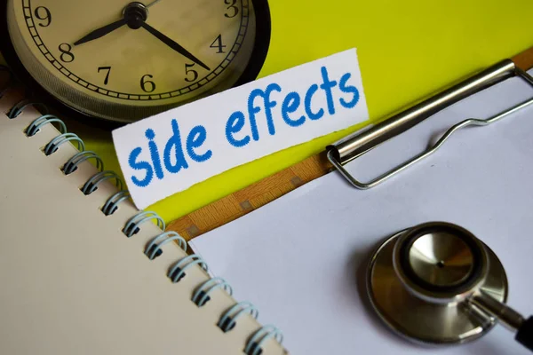 Side effects on healthcare concept inspiration on yellow background