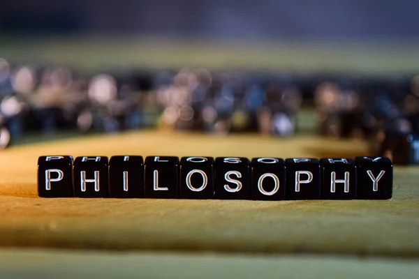 Philosophie Concept Blocs Bois Sur Table Avec Développement Personnel Éducation — Photo