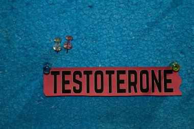 Kağıt üzerinde Testoteron metin strafor zamanlama hatırlatıcı olarak sağlık kavramı ile itme pimleri, bağlı olduğu