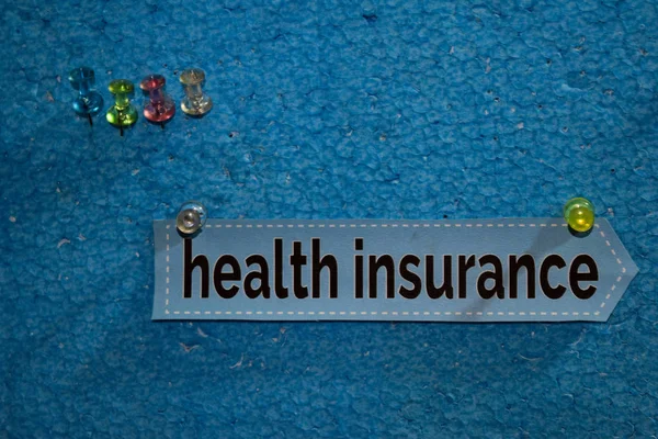 Health Insurance Text Paper Attached Styrofoam Push Pins Health Care — Stock Photo, Image