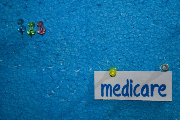 Medicare Text Paper Attached Styrofoam Push Pins Health Care Concept — Stock Photo, Image