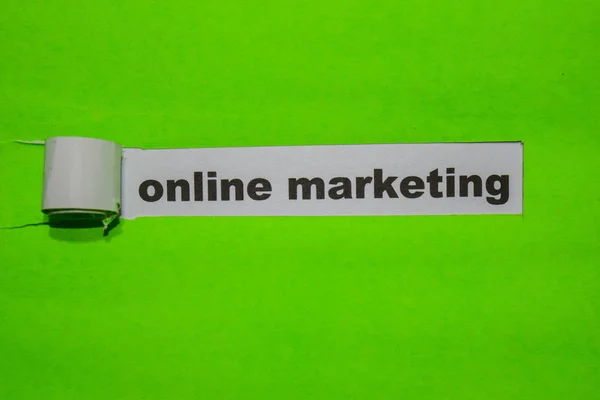Marketingu Online Inspiracji Koncepcji Biznesowych Zielony Papier Rozdarty — Zdjęcie stockowe