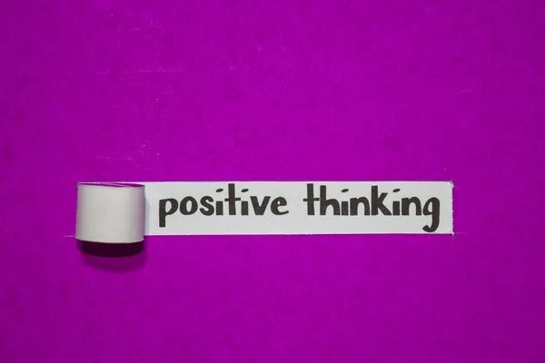 Pozitív Thingking Inspiráció Motiváció Üzleti Koncepció Lila Szakadt Papír — Stock Fotó