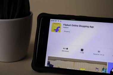 Bekasi, Batı Java, Endonezya. 5 Nisan 2019: akıllı telefon ekranında Flipkart dev uygulaması. Online alışveriş Flipkart tarafından geliştirilen bir Freeware Web tarayıcısı