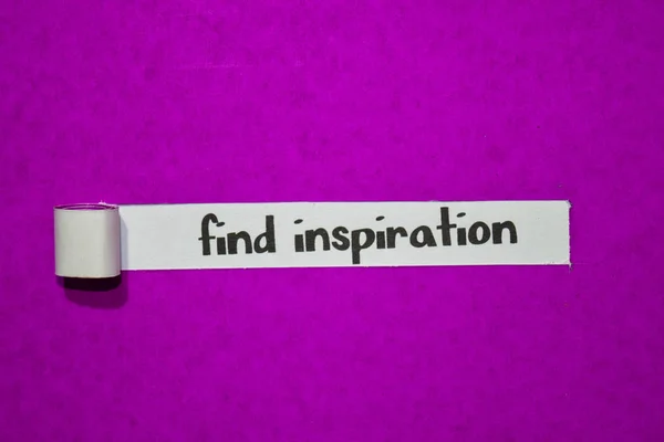 Find Inspiration Text Inspiration Motivation Business Concept Purple Torn Paper — Stock Photo, Image