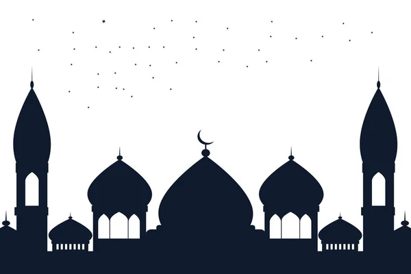 Ramadan Kareem Slami Tasarım Cami Kubbe Çizilmiş Sketch — Stok Vektör