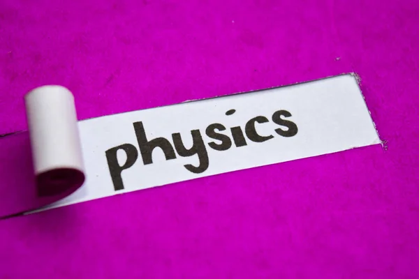 Physics Text Inspiration Motivation Business Concept Purple Torn Paper — Stock Photo, Image