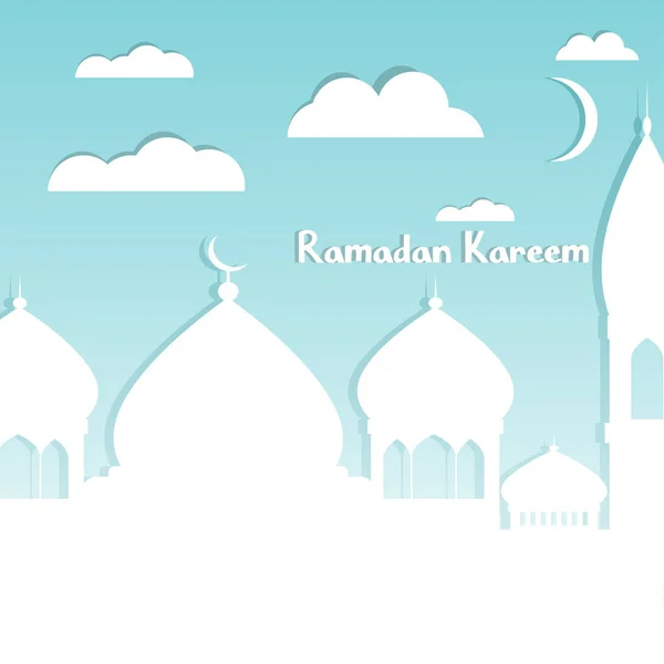 Handritade Skiss Ramadan Kareem Islamisk Design Moské Kupol — Stock vektor