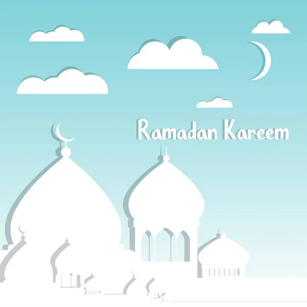 Handritade Skiss Ramadan Kareem Islamisk Design Moské Kupol — Stock vektor