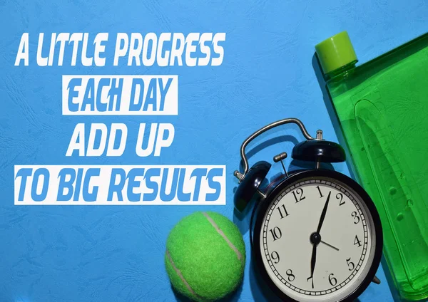 A little Progress each day add up to big results. Fitness motivation quotes. Sport concept