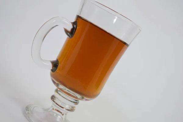 Black Tea Glass Cup Isolated White Background — Stock Photo, Image