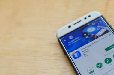 Bekasi, Batı Java, Endonezya. 3 Haziran 2019 : Go Security - Antivirus, Applock, Booster dev uygulaması Smartphone ekranında. Go Security, Gomo Apps tarafından geliştirilen ücretsiz bir web tarayıcısıdır