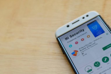 Bekasi, Batı Java, Endonezya. 3 Haziran 2019 : Hi Security Lite - Antivirus, Booster & App Lock geliştirme uygulaması Smartphone ekranında. Hi Security Lab tarafından geliştirilen ücretsiz bir web tarayıcısıdır