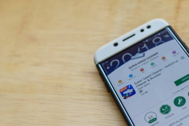Bekasi, Batı Java, Endonezya. 3 Haziran 2019 : Akıllı Telefon ekranında Süper Hızlı Temizleyici geliştirme uygulaması. Antivirus Cleaner & Booster Hyper Speed tarafından geliştirilen ücretsiz bir web tarayıcısıdır