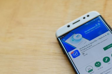 Bekasi, Batı Java, Endonezya. 3 Haziran 2019 : Akıllı Telefon ekranında Du Antivirus Security geliştirme uygulaması. Applock & Privacy Guard, Du Security Lab tarafından geliştirilen ücretsiz bir web tarayıcısıdır