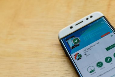 Bekasi, Batı Java, Endonezya. 3 Haziran 2019 : Akıllı Telefon ekranında Anti Spy Mobile Free dev uygulaması. Anti Spy Mobile Anti Spy Mobile tarafından geliştirilen bir freeware web tarayıcısıdır