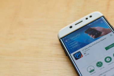 Bekasi, Batı Java, Endonezya. 3 Haziran 2019 : Akıllı Telefon ekranında Cy Security Antivirus Cleaner geliştirme uygulaması. Cy Security, Cy Security tarafından geliştirilen ücretsiz bir web tarayıcısıdır.