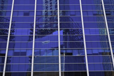 Jakarta, Endonezya, 8 Haziran 2019: modern cam ve çelik ofis binaları Jakarta, Endonezya düşük açılı gökdelen görünümü