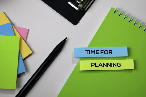 Time For Planning testo su appunti appiccicosi con concetto di scrivania da ufficio — Foto Stock