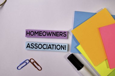 Homeowners Association! on sticky notes isolated on white background. clipart