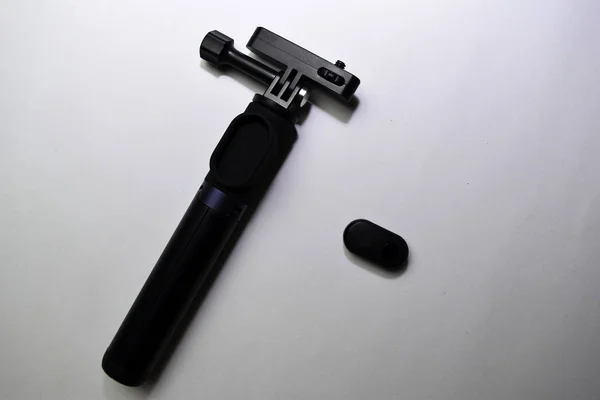 Close up Black selfie stick isolated on a white background — Stock Photo, Image