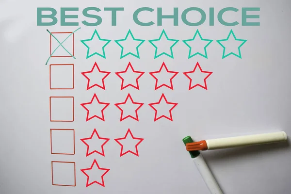 Best Choice Give Rating Five Stars text isolated on white board background.