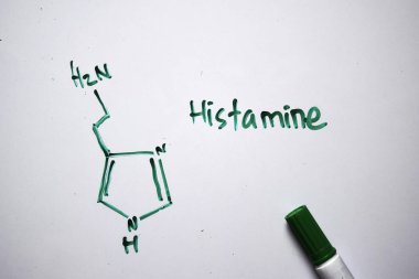 Histamine molecule written on the white board. Structural chemical formula. Education concept clipart