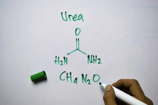 Urea (CH4, N2o) molekyl skriven på Whiteboard. Struktur kemisk formel. Utbildningskoncept — Stockfoto