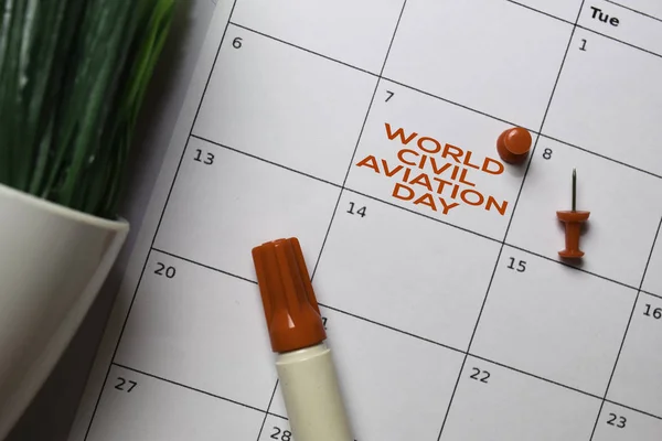 World Civil Aviation Day write on calendar. Date 7 December. Reminder or Schedule Concepts