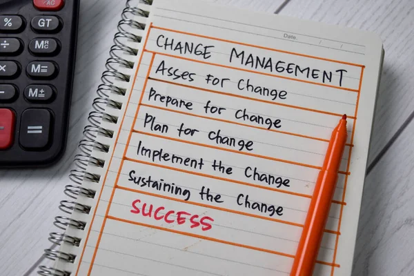 Change Management Écrire Sur Livre Avec Des Mots Clés Table — Photo