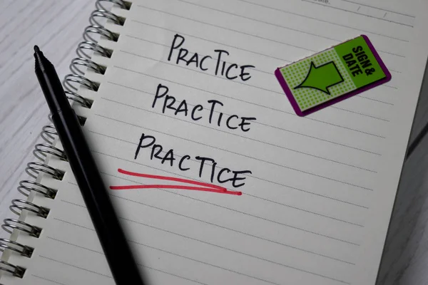 Practice Practice Practice Text Book Isolated Office Desk — Φωτογραφία Αρχείου