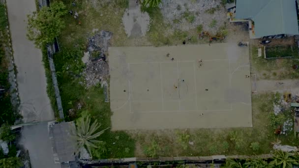 Aerial View Boys Playing Soccer Football Field Bekasi Indonesia June — Stockvideo