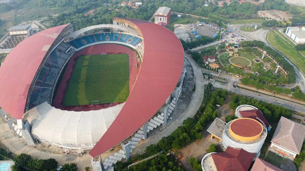 Aerial View Dan Bekasi Nin Büyük Stadyumu Endonezya Sis Kirliliğiyle — Stok fotoğraf
