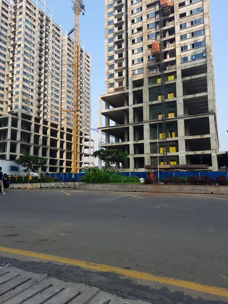 Budowa Dużego Budynku Dźwig Budowa Budynku Bekasi Indonezja Czerwca 2020 — Zdjęcie stockowe