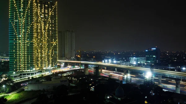 Aerial View Bekasi Night View Skyscraper Business District Bekasi Indonesia — Stock Photo, Image