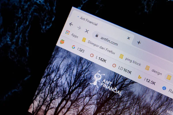 Домашняя Страница Сайта Ant Financial Service Group Экране Компьютера Фабрегас — стоковое фото