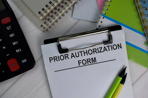 Prior Authorization Form Write Paperwork Isolated Office Desk — Stock Photo, Image