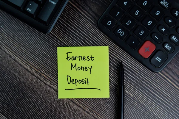 Earnest Money Deposit Write Sticky Notes Isolated Office Desk — Stock Photo, Image