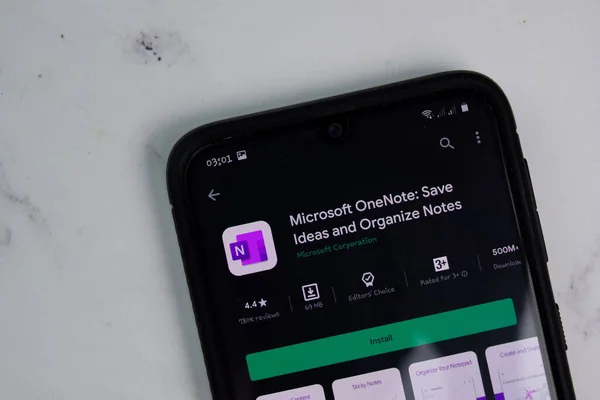 Aplicación Desarrollo Microsoft Onenote Pantalla Del Teléfono Inteligente Onenote Navegador — Foto de Stock