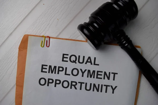Equal Employment Opportunity text write on a paperwork isolated on office desk.
