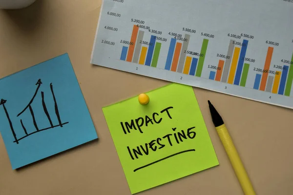 Impact Investeren Schrijven Plakkerige Notities Geïsoleerd Kantoor — Stockfoto