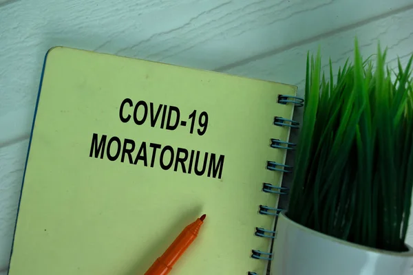 Covid Moratorium Write Book Isolated Office Desk — Stock Photo, Image