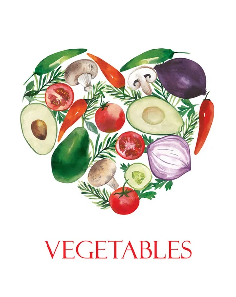 Serce Zdrowe Warzywa Takie Jak Wiśnia Pomidor Papryka Papryka Awokado — Zdjęcie stockowe