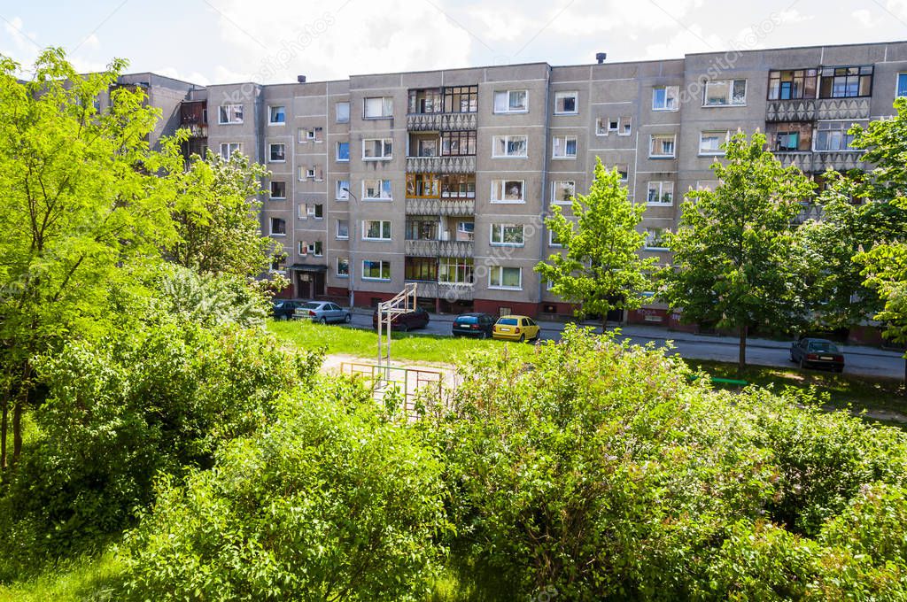 This district full of these living apartment blocks was build in 1978-1985. These days population there is about 35000. A great example of contemporary Soviet Union concrete architecture.