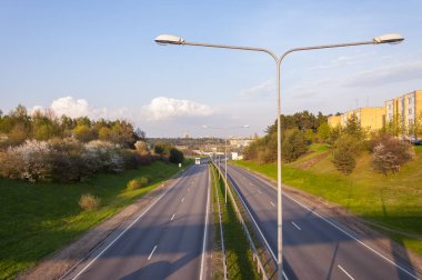 Çevre yolu cityscape Vilnius Litvanya Çift Kişilik Çift Kişilik fener ile.