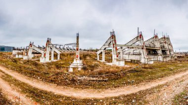 Terk edilmiş Stadyumu beton takviye Vakfı inşaat çerçeve şekli