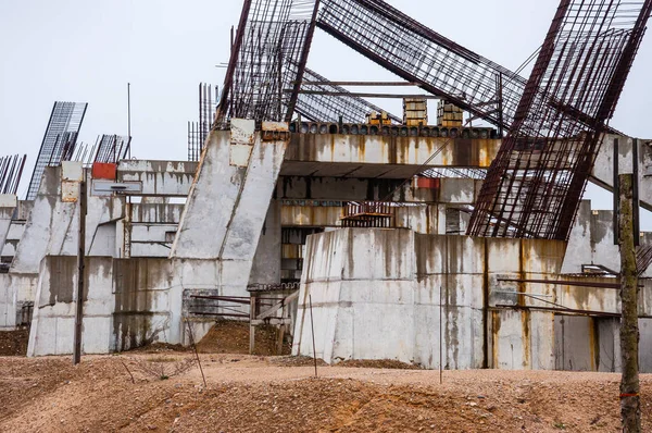 Estadios Abandonados Cimientos Refuerzo Hormigón Formas Del Marco Construcción —  Fotos de Stock