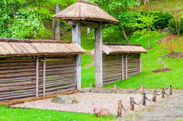 Vilnius Litauen Den Maj 2013 Trä Stockar Staket Med Dekorativa — Stockfoto