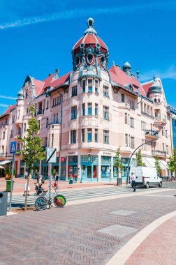 Szeged, Macaristan - 18 Haziran 2013: İlginç Ungar-Mayer şehir merkezinde bulunan ev. Art Nouveau mimari örneği.