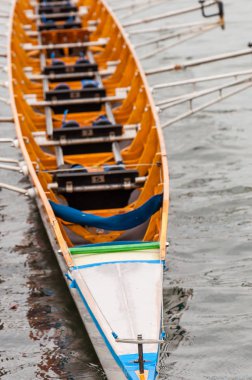 Bir kürek teknesi rekabet kürek Sporda kullanılan bir sekiz Close-up. Bu teknenin süpürme kürek ile itmek, sekiz rowers için tasarlanmıştır ve bir dümenci veya cox tarafından yönlendirilen.